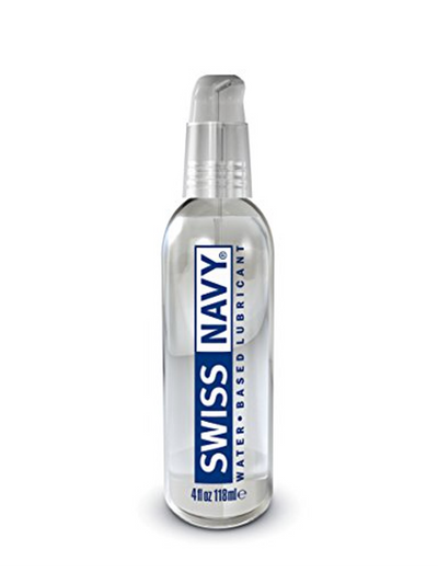 Swiss Navy Lube - Water Based is packaged in a clear bottle with a pump lid.
