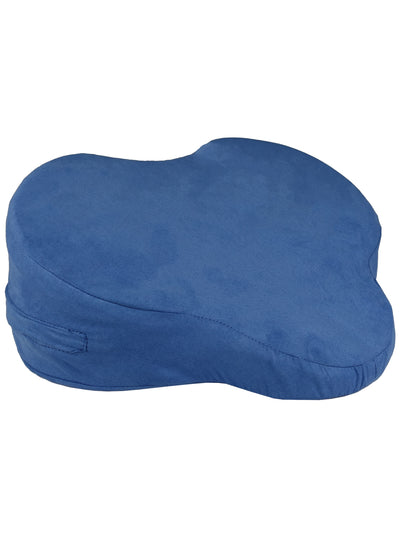 Front facing angled view of the Slant in the colour Royal Blue. Displaying the shape and contours of the form and exterior suede cover. Sex cushion
